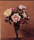 Roses Canvas Paintings - Roses in a Vase II
